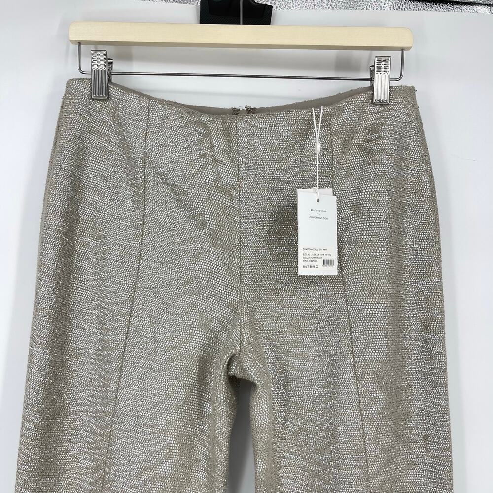 Zimmermann | NWT Coaster Metallic Split Pants in Champagne Silver Size 1 / US 6 - Picture 7 of 14